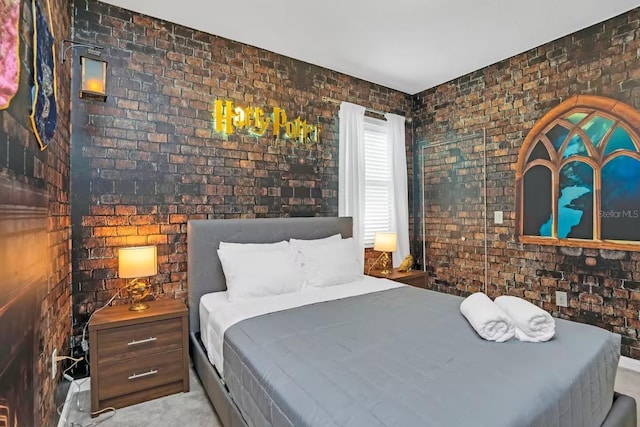 2616 Calistoga Ave, Kissimmee, FL 34741 - carpeted bedroom featuring brick wall