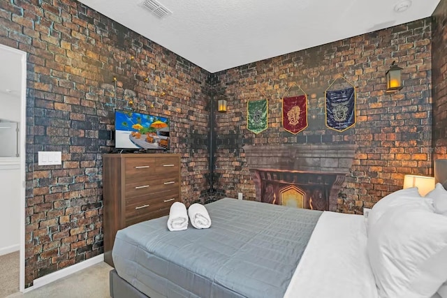 2616 Calistoga Ave, Kissimmee, FL 34741 - bedroom with carpet floors, visible vents, baseboards, and brick wall