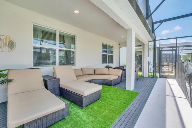 2616 Calistoga Ave, Kissimmee, FL 34741 - view of patio featuring an outdoor living space and a lanai
