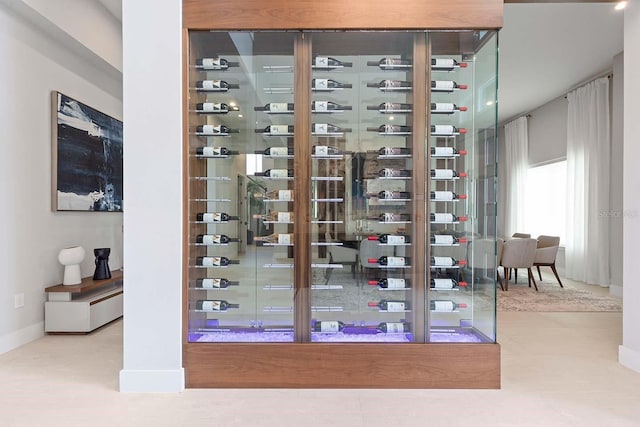 wine area with baseboards