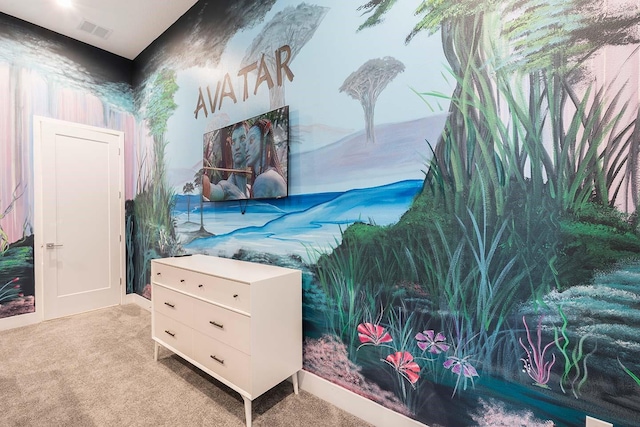 carpeted bedroom with visible vents