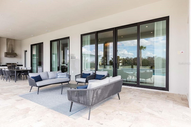 view of patio / terrace with a grill and an outdoor hangout area