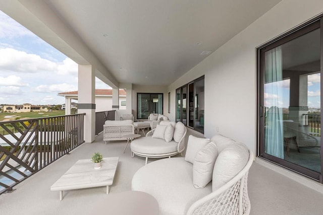 balcony with visible vents and an outdoor living space