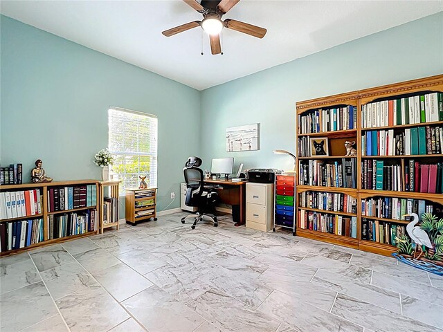 865 Bay Bridge Cir, Apopka, FL 32703 - home office featuring a ceiling fan and baseboards