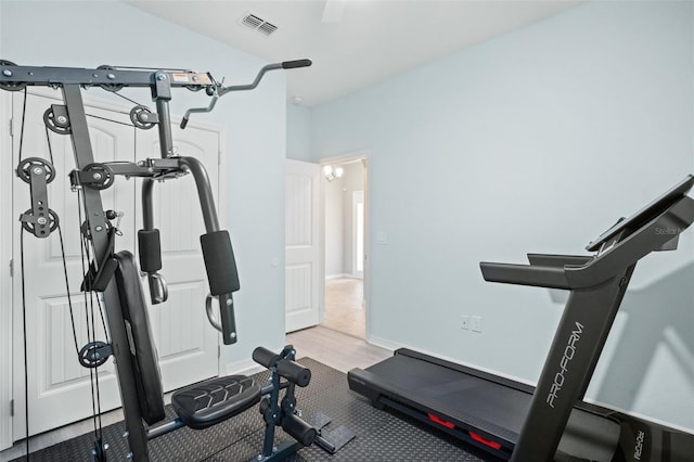 1540 Softshell St, Saint Cloud, FL 34771 - workout room with wood finished floors and visible vents