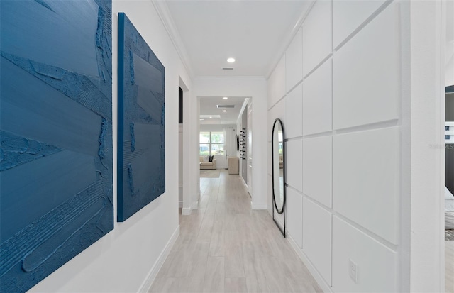 2725 Serenity Meadow Dr, Kissimmee, FL 34744 - hallway with recessed lighting, baseboards, and ornamental molding