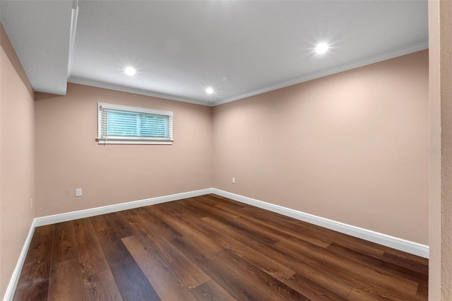 1105 Lake Nettie Dr, Eustis, FL 32726 - empty room featuring dark wood-style flooring, ornamental molding, and recessed lighting