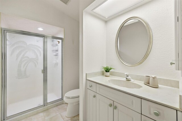 9277 St Paul Dr, Port Charlotte, FL 33981 - full bathroom with toilet, vanity, a stall shower, and marble finish floors