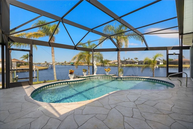 9277 St Paul Dr, Port Charlotte, FL 33981 - swimming pool featuring a patio area, a water view, and a lanai