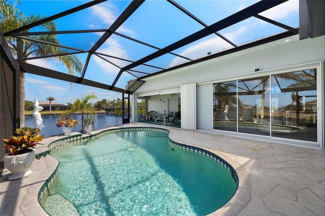 9277 St Paul Dr, Port Charlotte, FL 33981 - swimming pool featuring a patio area, a water view, and a lanai