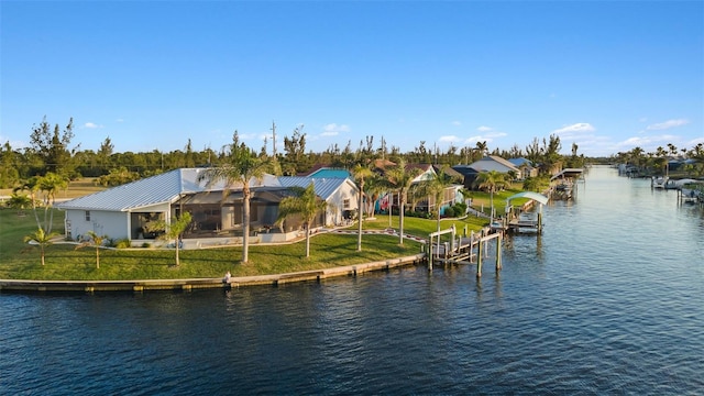 9277 St Paul Dr, Port Charlotte, FL 33981 - water view featuring a boat dock and boat lift