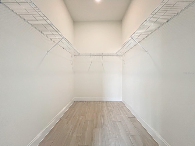 walk in closet with wood finished floors