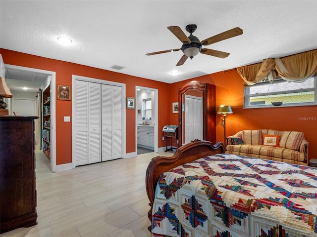 1139 Fairway Dr, Winter Park, FL 32792 - bedroom with ensuite bathroom, baseboards, a ceiling fan, and recessed lighting