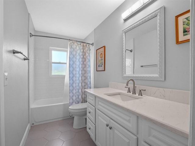 1139 Fairway Dr, Winter Park, FL 32792 - bathroom featuring vanity, shower / bath combo, toilet, and tile patterned flooring