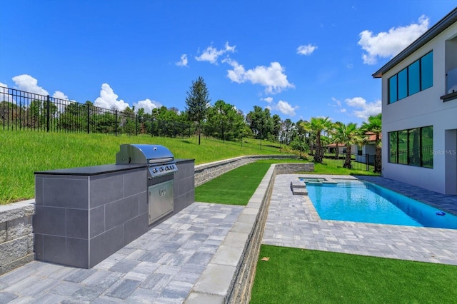 16825 Bolsena Dr, Montverde, FL 34756 - view of pool featuring a patio area, area for grilling, and a pool with connected hot tub