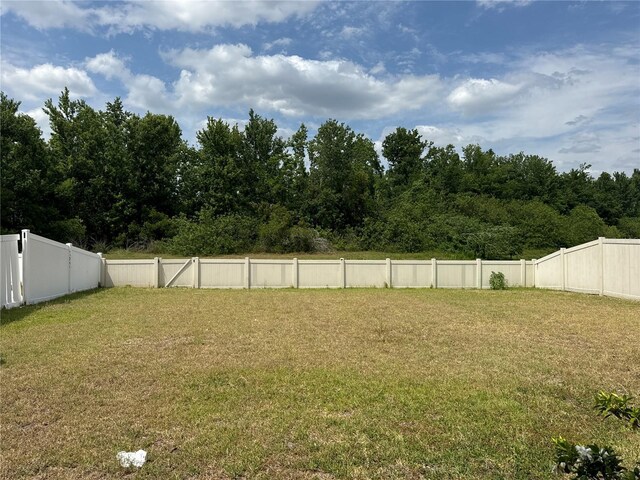 view of yard with a fenced backyard
