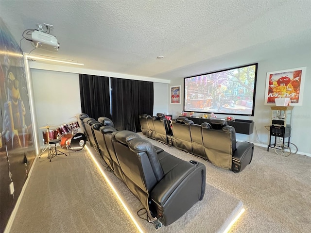 2926 Crest Wave Dr, Clermont, FL 34711 - home theater with carpet floors, a textured ceiling, and baseboards