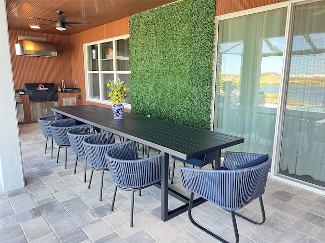 2926 Crest Wave Dr, Clermont, FL 34711 - view of patio featuring ceiling fan, area for grilling, and a sink