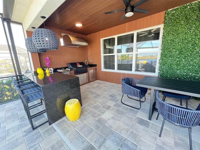 2926 Crest Wave Dr, Clermont, FL 34711 - view of patio featuring area for grilling, ceiling fan, and a grill