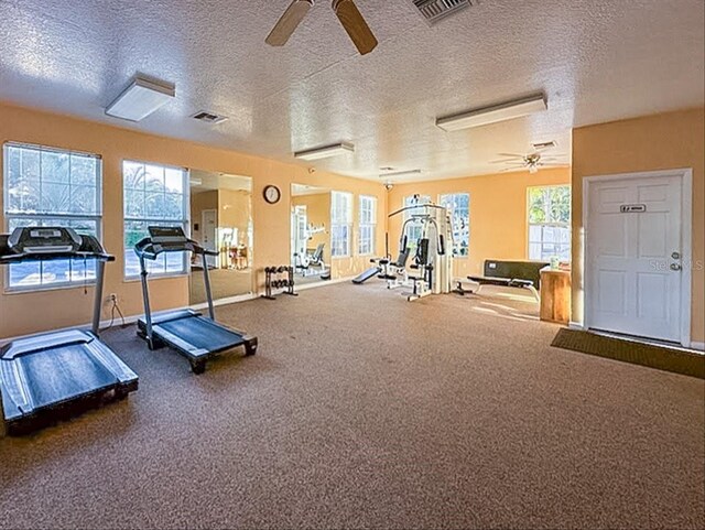 13500 Turtle Marsh Loop Unit 834, Orlando, FL 32837 - workout area with ceiling fan, a textured ceiling, and visible vents