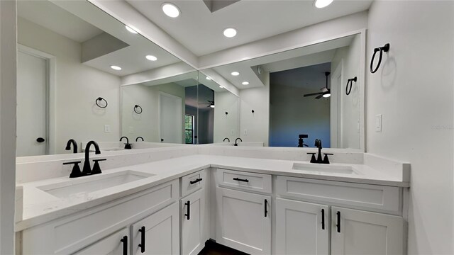607 Northbridge Dr, Altamonte Springs, FL 32714 - full bathroom with recessed lighting, double vanity, ceiling fan, and a sink