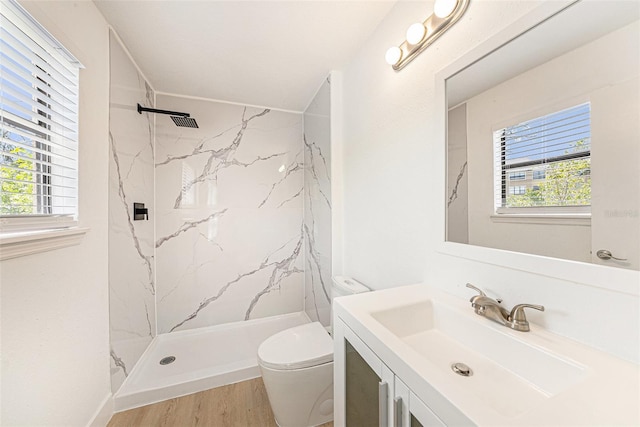 11901 4th St N Unit 2107, Saint Petersburg, FL 33716 - bathroom featuring a marble finish shower, toilet, vanity, and plenty of natural light
