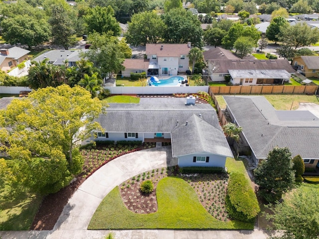 aerial view with a residential view