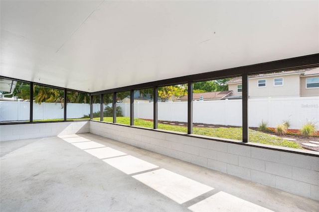 view of unfurnished sunroom