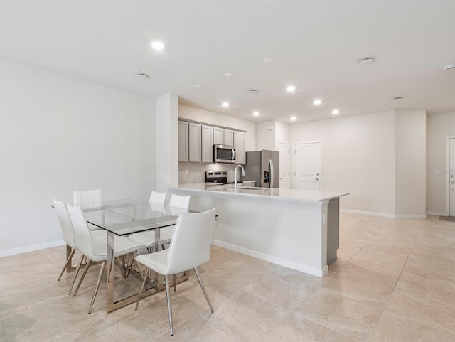 2812 Bright Bird Ln, Winter Park, FL 32792 - dining room with baseboards, recessed lighting, and light tile patterned floors
