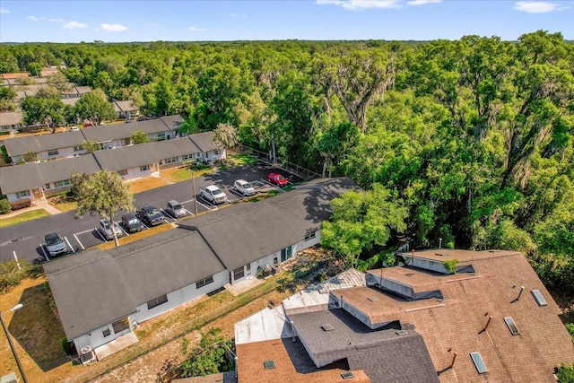 drone / aerial view with a forest view