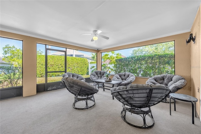 1114 Landale Ct, Orlando, FL 32828 - sunroom / solarium with an outdoor hangout area, a ceiling fan, and healthy amount of natural light