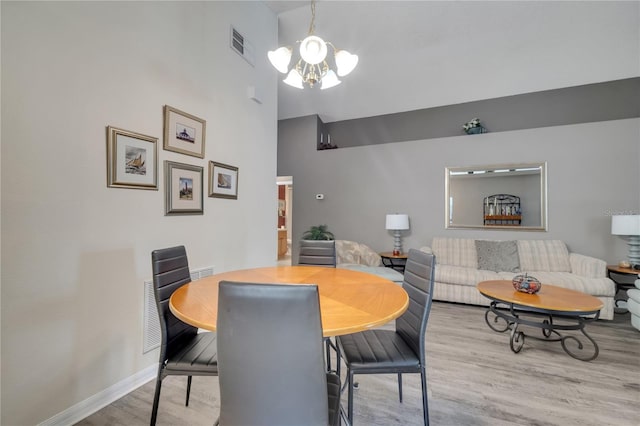 166 Laurel Ridge Pass, Davenport, FL 33897 - dining space featuring an inviting chandelier, baseboards, wood finished floors, and visible vents
