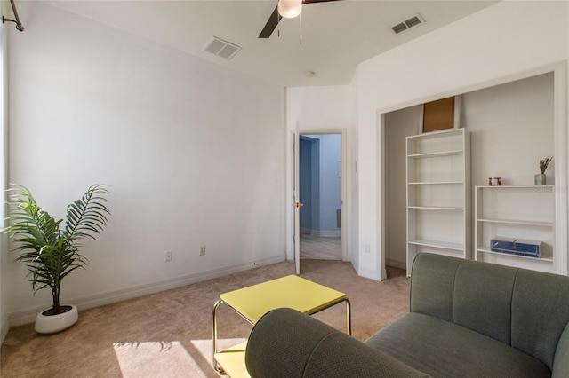 690 Cascading Creek Ln, Winter Garden, FL 34787 - sitting room with ceiling fan, light carpet, and visible vents