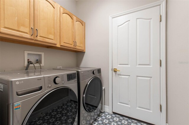 690 Cascading Creek Ln, Winter Garden, FL 34787 - washroom with cabinet space, baseboards, and washer and dryer