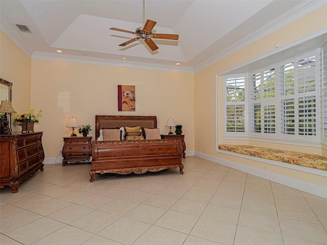 2266 12th St, Vero Beach, FL 32960 - bedroom with baseboards, visible vents, a raised ceiling, and light tile patterned flooring