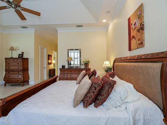 2266 12th St, Vero Beach, FL 32960 - bedroom with a ceiling fan, crown molding, and visible vents