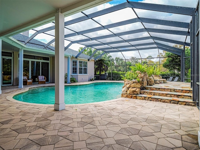 2266 12th St, Vero Beach, FL 32960 - pool with glass enclosure and a patio area