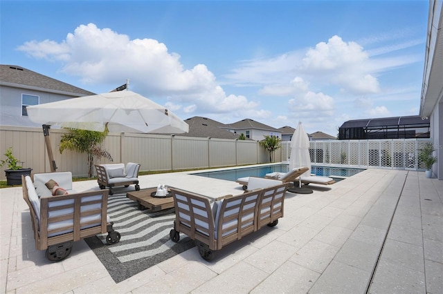 4779 Cragmere Loop, Clermont, FL 34711 - view of patio with outdoor lounge area, a fenced in pool, and a fenced backyard