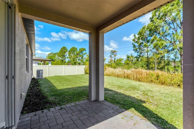 439 Sarah Nicole Way, New Smyrna Beach, FL 32168 - view of yard with fence, central AC, and a patio