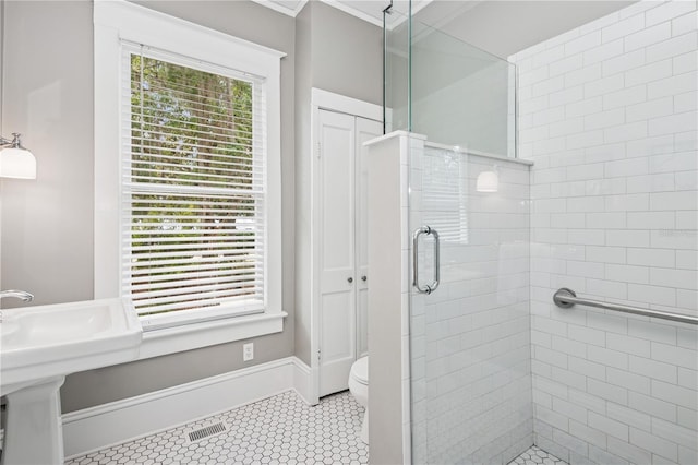 404 N Clara Ave, Deland, FL 32720 - bathroom featuring a stall shower and toilet
