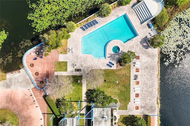 bird's eye view of a pool