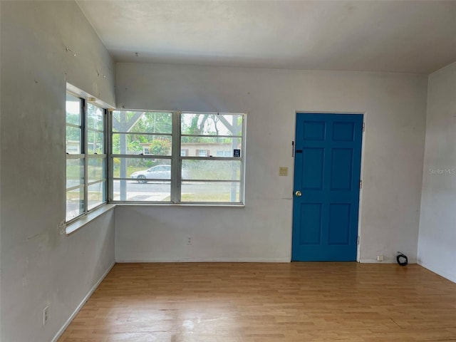 entryway with light wood-style floors
