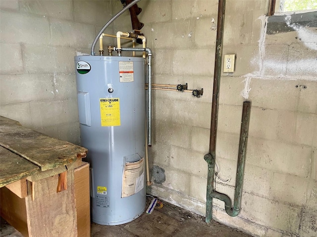 utility room with water heater