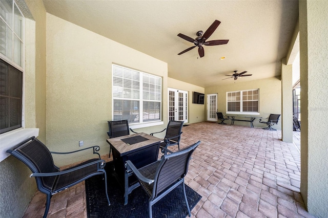 878 Cardinal Pointe Cv, Sanford, FL 32771 - view of patio / terrace featuring a ceiling fan, french doors, and outdoor dining space