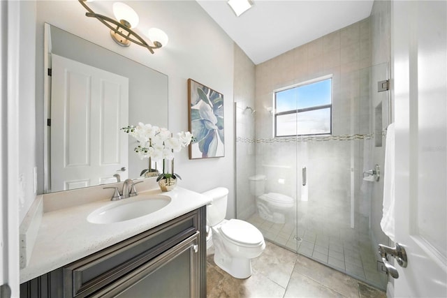 7624 Pointe Venezia Dr, Orlando, FL 32836 - full bath featuring a shower stall, vanity, and tile patterned flooring