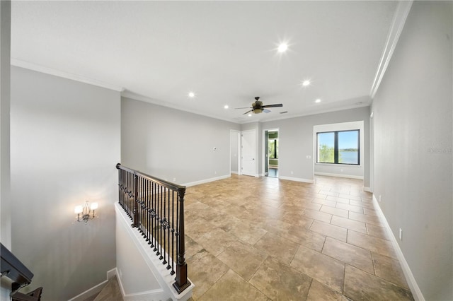7624 Pointe Venezia Dr, Orlando, FL 32836 - unfurnished room featuring recessed lighting, crown molding, ceiling fan, and a chandelier