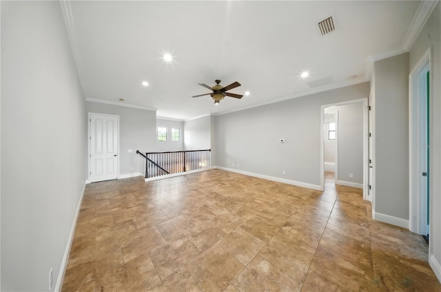 7624 Pointe Venezia Dr, Orlando, FL 32836 - empty room with crown molding, ceiling fan, and recessed lighting