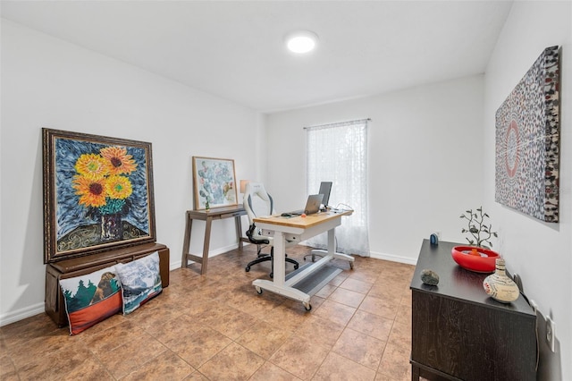 home office with baseboards