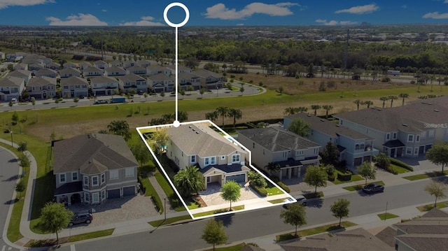 aerial view with a residential view
