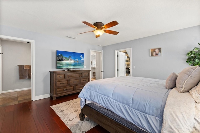 955 Seminole St, Clermont, FL 34711 - bedroom with visible vents, a ceiling fan, baseboards, and hardwood / wood-style floors